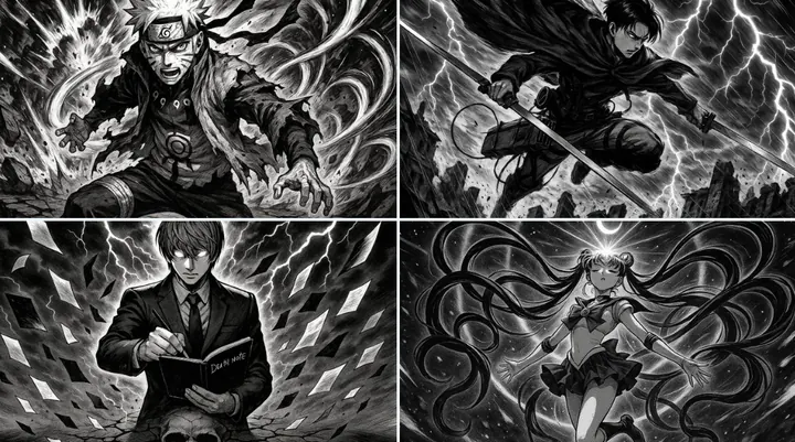 黑白漫画风格插图